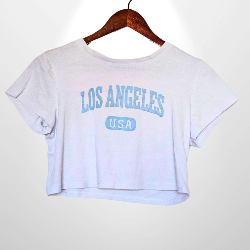 White Los Angeles Crop Tee in Size M